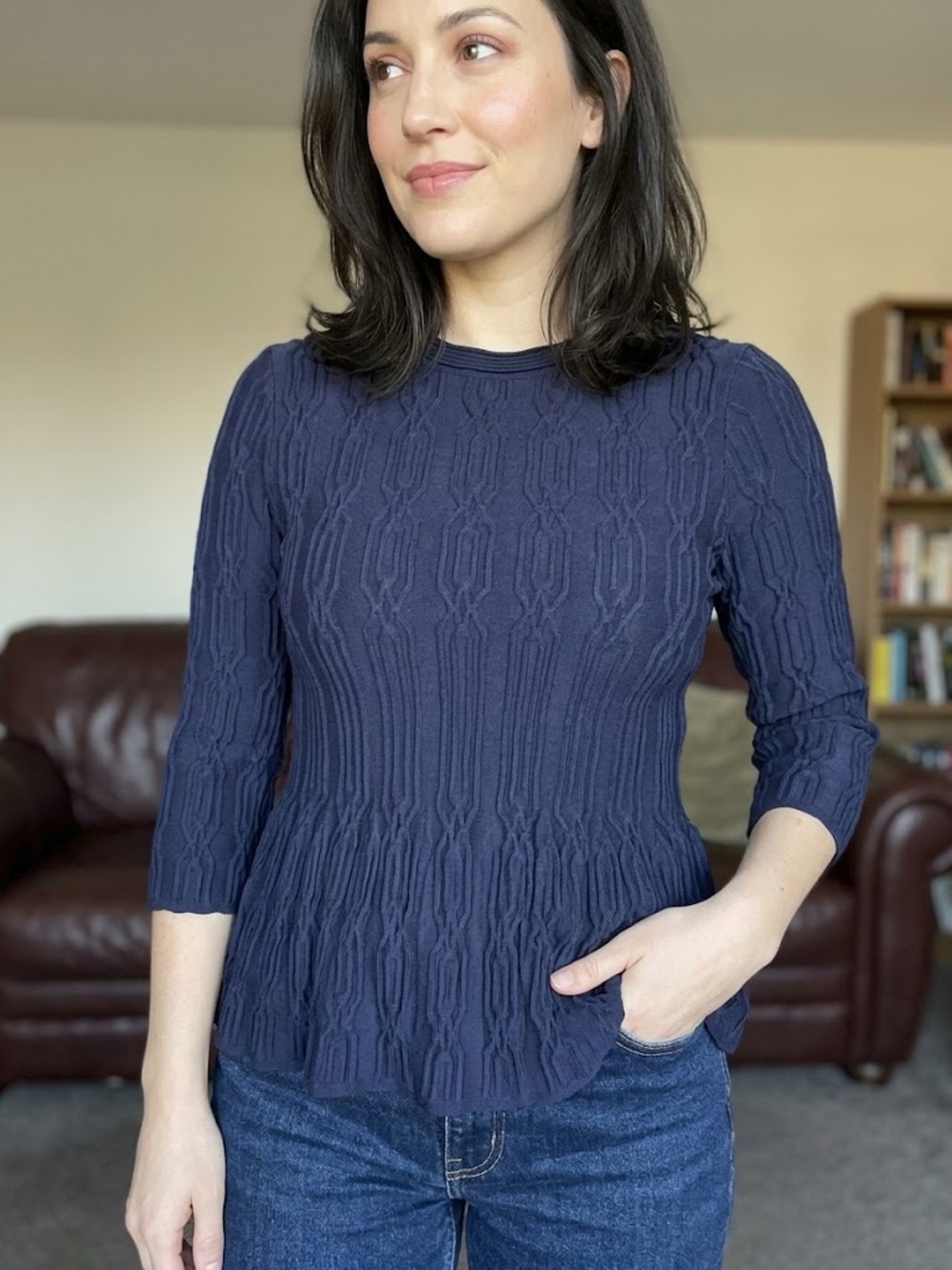 Bailey 44 Navy Textured Crewneck Sweater